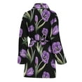 thumbnail image 2 of Purple Watercolor Tulip Pattern Women Bathrobe One Size Univeral Fits Fashion Lightweight Plush Fleece Long Robe For Women, 2 of 3