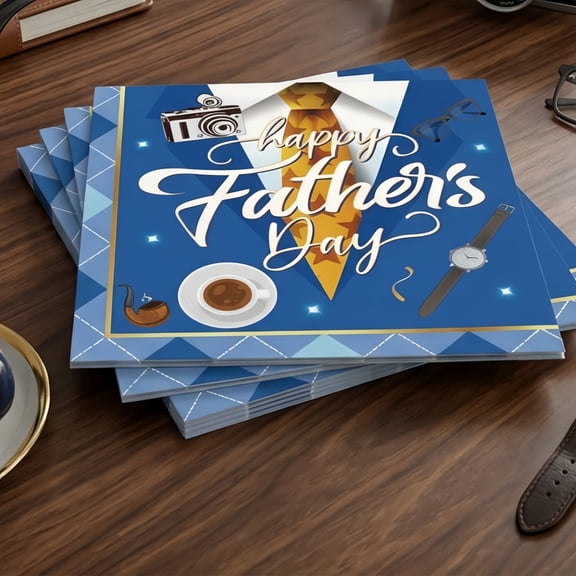 Gytml Father'S Day Disposable Paper Napkins, 25PCS Blue Themed Decorative Napkins, Party Tableware For Holiday Celebrations & Family Gatherings(Blue-6.5")