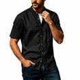 thumbnail image 5 of Kalauyu Men Short Sleeve Button Down Shirts Stand Collar Casual Summer Fashion Lightweight Solid Color Top, 5 of 7