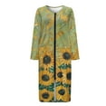 thumbnail image 3 of Yuyamidu Retro Sunflower Womens Zipper Robe Long Lightweight Bathrobe Green Sleepwear Gown Trendy Long Sleeve Robes for Women Plus Size 4XL Ladies Lounge Dresses with Pockets, 3 of 7