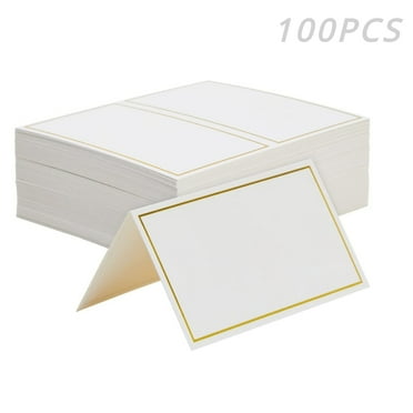 Place Cards 100PCS Name Cards for Table Setting with Gold Foil Border for Wedding/ Dinner Parties( 3.3 X2in  )