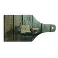 thumbnail image 2 of Vintage Cutting Board, Vintage Boxing Gloves on the Old Wooden Background Antique Equipment Photo Art Print, Tempered Glass Cutting and Serving Board, Wine Bottle Shape, Brown, by Ambesonne, 2 of 5