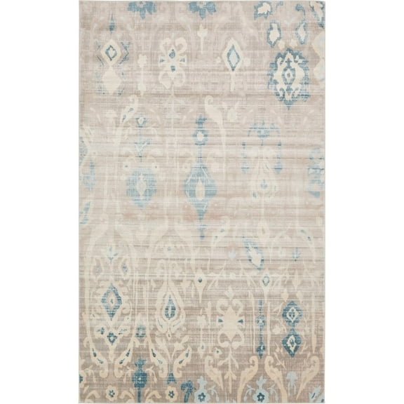 Unique Loom Breeze Paris Rug Dark Gray/Beige 5' 1" x 8' Rectangle Abstract Bohemian Perfect For Living Room Bed Room Dining Room Office