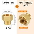 thumbnail image 2 of Uxcell 2Pcs Brass Pipe Fitting, 3/4"G Female x 1/2"NPT Male Hex Nipple Pipe Fitting Adapter 3/4"to 1/2"Female, Gold, 2 of 6