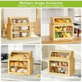 thumbnail image 7 of 2 Pack Bread Box for Kitchen Counter, No Assembly Breadbox Double Layer Bamboo Bread Container with Clear Windows, Large Capacity Kitchen Food Storage Container, 7 of 7