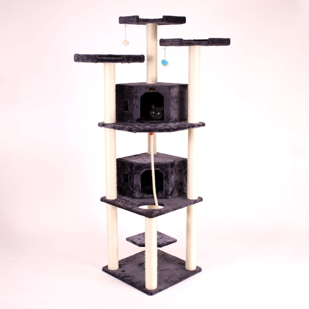 Armarkat 82 Inches Multi-Level Big Cat Tree. Tall Multi-Cats Tower with 2 Big Cat Condos