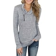 thumbnail image 2 of Gvmfive Women's Asymmetrical Neck Front Zipper Solid Long Sleeve Casual Tunic Tops, 2 of 4