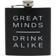 thumbnail image 1 of Funky Junque Stainless Steel Flask - Great Minds Drink Alike (Black), 1 of 8