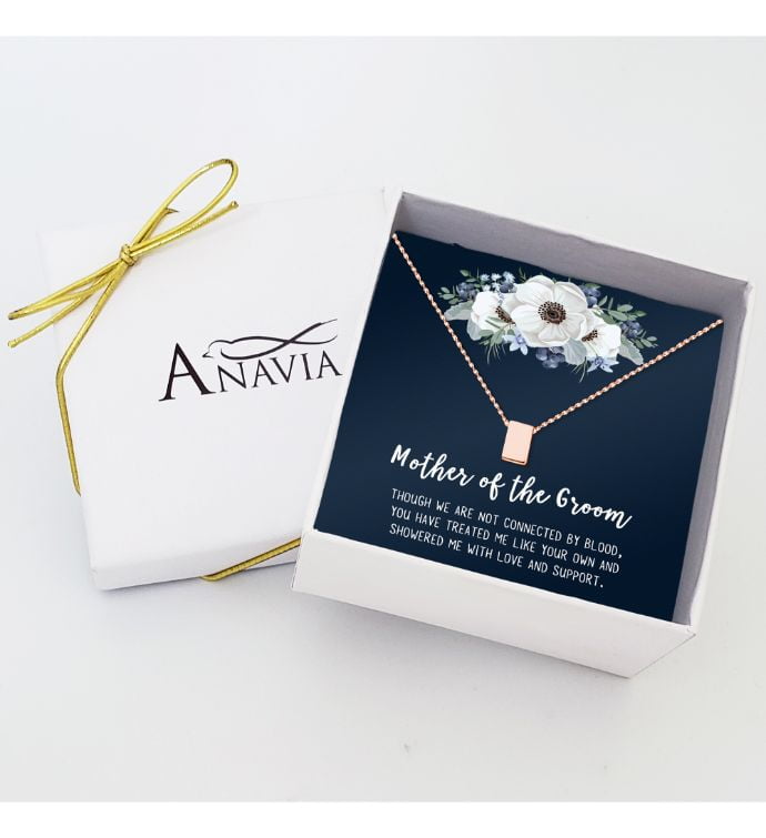 Gift for Mother of the Groom, Mother's Day Gift for Mother in Law, Gift for Her, Gold Cube Mother's Day Gift, Jewelry for Mom, Card Necklace Jewelry for Mom [Rose Gold, No-Personalized Card]