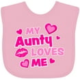 thumbnail image 3 of Inktastic My Aunty Loves Me with Hearts and Kiss Boys or Girls Baby Bib, 3 of 4