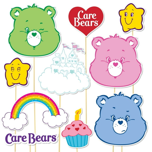 Prime Party Photo Booth Props, Care Bears Themed Party Supplies – 12 Count, Fun Decor