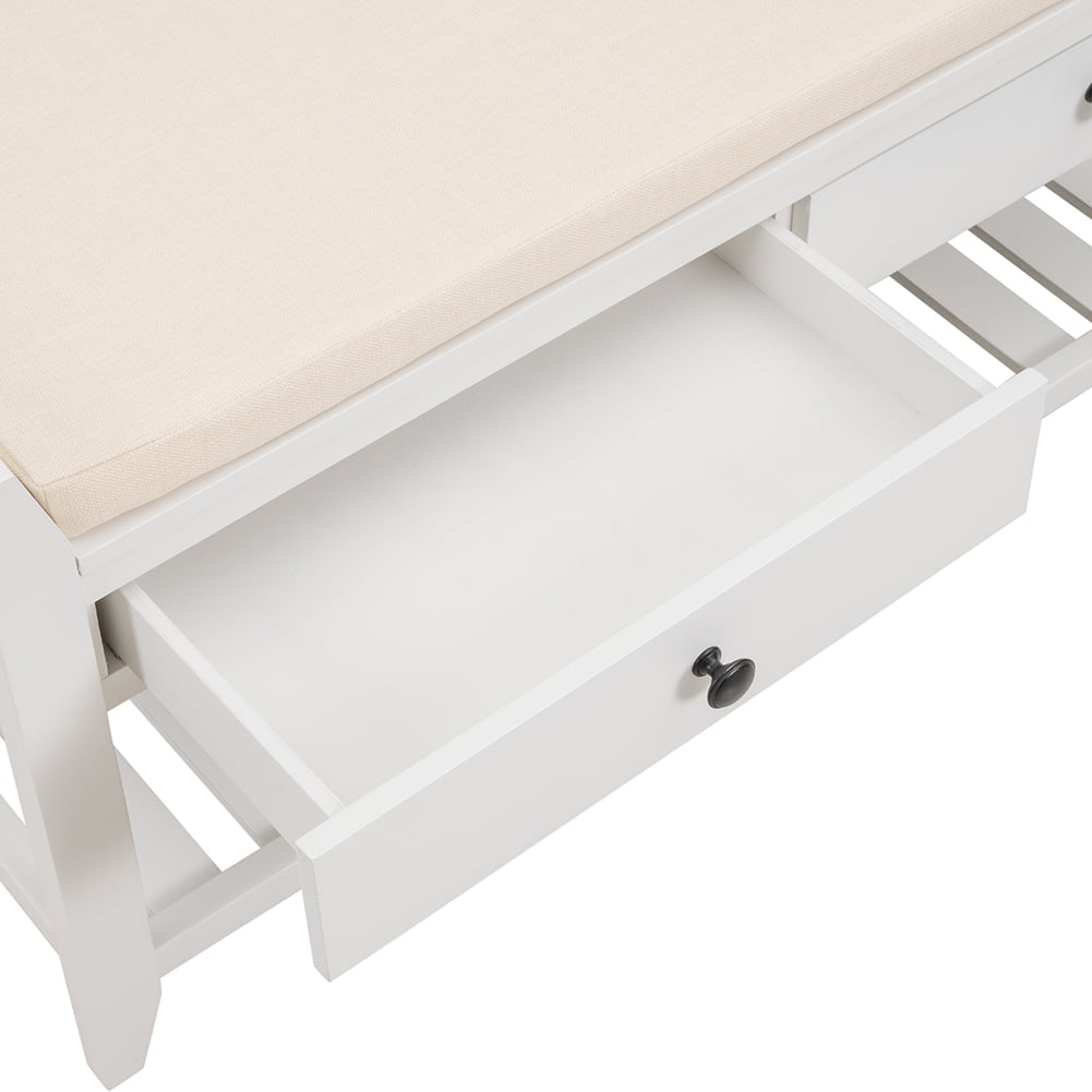 Lowestbest Shoe Rack with Cushioned Seat and Drawers, Multipurpose Entryway Storage Bench, White Lowestbest Shoe Rack with Cushioned Seat and Drawers, Multipurpose Entryway Storage Bench, White