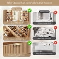 thumbnail image 6 of Kromapolis 47" Fluted Vanity Desk with Adjustable LED Lights & Charging Station, 7 Drawers Makeup Table with Tempered Glass Top, 8 Open Shelves, Hair Dryer Holder for Bedroom, Natural Oak, 6 of 8