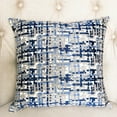 thumbnail image 2 of Plutus Tierra Monte Plaid Navy Blue and Gray Handmade Luxury Pillow - Double sided 26" x 26", 2 of 3