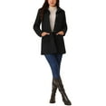 thumbnail image 2 of INSPIRE CHIC Women's Winter Overcoat Mid-Length Notch Lapel Single-Breasted Peacoat M Black, 2 of 5