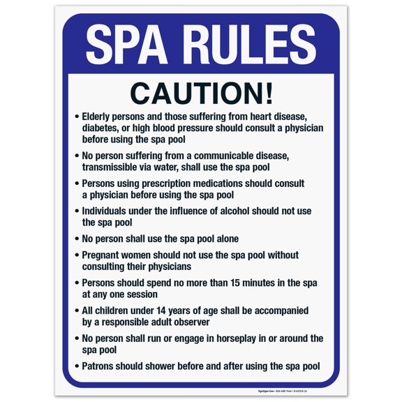 Arkansas Spa Rules Sign, Complies With State Of Arkansas Pool Safety Code, 18x24 Corrugated Plastic