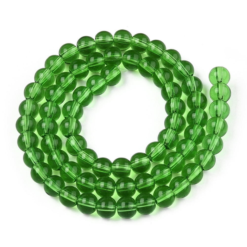 Transparent Glass Beads Strands Round Green 9.5-10mm Hole: 1.5mm 40-42pcs/strand 14.76-15.12 inch(37.5-38.4cm)