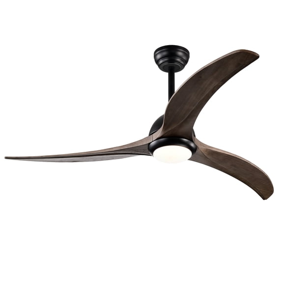 BOFANG 52 inch Modern Wood Blade Ceiling Fan with LED Light - Remote Control, Reversible for All Seasons,Matte Black