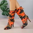thumbnail image 3 of Oyedens Stiletto High Heels Ankle Boots for Women Camouflage Pumps Adjustable Mid Calf Dress Boots, 3 of 8