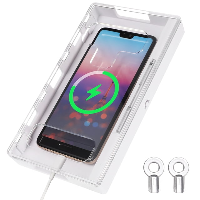 eeasemx caja de bloqueo de teléfonos celulares para estudiantes portables clear smartphone jail for home school Caja transparente de 19x10x2.5 cm en vista 3/4 con smartphone dentro; carcasa ABS/PC con tapa clara y bisagras, ranura para cargar por cable visible y dos llaves incluidas; adecuada para uso en casa o escuela para fomentar la autodisciplina y limitar el acceso al teléfono.