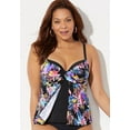 thumbnail image 3 of Swimsuits For All Women's Plus Size Faux Flyaway Underwire Tankini Top with Adjustable Straps, 3 of 4