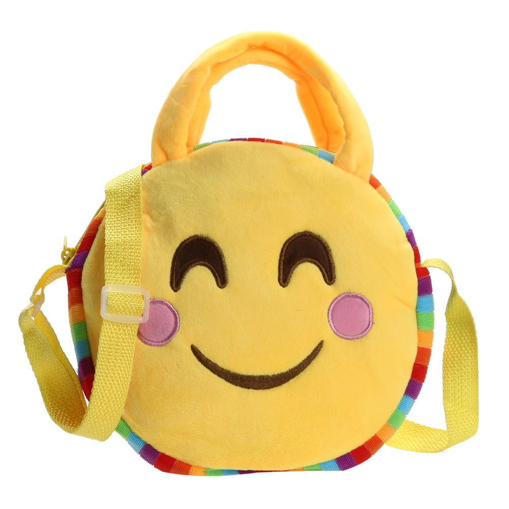 Fashion Emoji Face Expression Plush Toy enfants ronde Sac à dos sac d'école S1# 