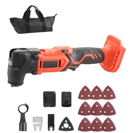 KFFKFF Cordless Oscillating Tool, 20V Multi-Tool Kit with 6 Adjustable Speeds 8500 - 17000 OPM, 3.2° Oscillation Angle, 2.0Ah Battery & Charger, 12 Saw Attachments & LED Light
