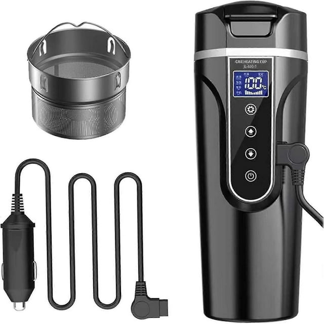 Car Kettle, 12v/24v Car Electric Kettle Heated Water Cup For Car/truck/travel, Portable Car Electric Kettle With Lcd Display Made Of 304 Stainless Ste