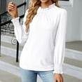 thumbnail image 2 of IROINNID On Sale Polyester Long Sleeve T Shirt for Women Comfortable Deep Round- Neck Solid Button Blouse Shirt Top,White, 2 of 4