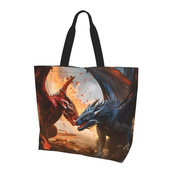 Yiaed Lava Dragon Print Handbag for Women Tote Purse Shoulder Bag Large Fashion Hobo Purse Handbag Shopping Tote