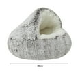 thumbnail image 2 of Calming Dog Beds & Cat Cave Bed With Hooded Cover, For Small Pets,Anti-Slip Faux Fur Fluffy Bed, Outer Diameter 40Cm - Coffee color, 2 of 5