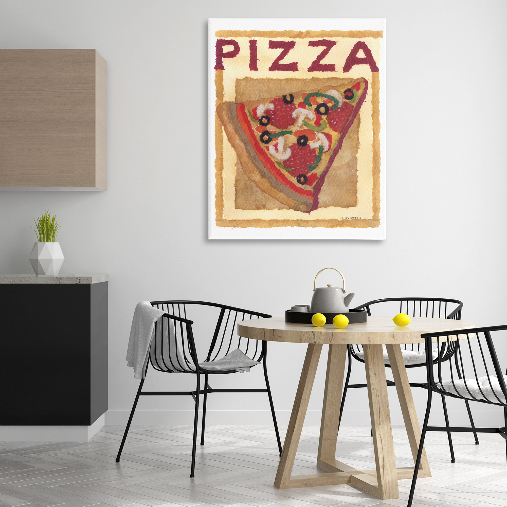 Stupell Industries Watercolor Style Pizza Food & Beverage Painting Gallery Wrapped Canvas Art Print Wall Art, 36 x 48
