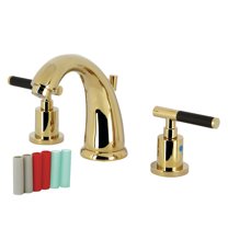 Kingston Brass KB8982CKL Kaiser Two-Handle 3-Hole Deck Mount Widespread Bathroom Faucet with Pop-Up Drain in Polished Brass