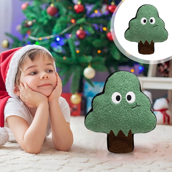Suncoda Trees Pillows, Big Eyes Qingsong Pillow Plush Chair Cushion Sofa Cushion Pouting Expression Doll Christmas Tree Pillow Christmas Ornaments
