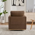 thumbnail image 3 of Upholstered Square Swivel Accent Chair PU Leather for Living Room Bedroom or Nursery Comfortable Lounge Seat, 3 of 10