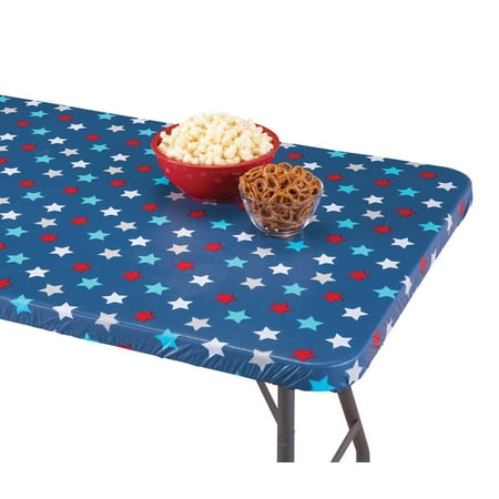 Patriotic Americana Star Pattern Elastic Fitted Table Cover