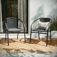 thumbnail image 6 of Emma + Oliver 4 Pack Gray Rattan Indoor-Outdoor Restaurant Stack Chair with Curved Back, 6 of 13