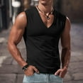 thumbnail image 6 of uikmnh Tank Tops Men,Solid Color Mens Loose Vest V Neck Mens Vest Simple Casual Style,T Shirt Vest,Mens Tank Top(Color:Black,Size:2XL), 6 of 6