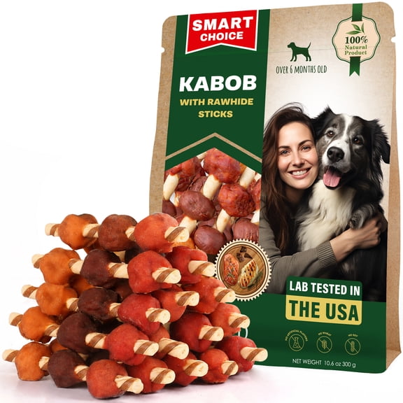 Dog Treats Rawhide Kabobs with Duck & Chicken Human Grade Meat 10.6 Oz - All Natural & Dried Snacks - Grain Free Long Lasting Chews for Large & Small Dogs - Best Sticks for Training