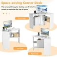 thumbnail image 4 of Small Corner Desk, Space-Saving Corner Workstation with Storage Shelves & CPU Stand, 90 Degree Triangle Makeup Vanity Desk, Wood Corner Computer Desk for Small Space (White), 4 of 9