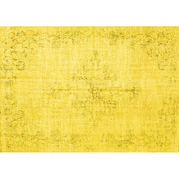 Ahgly Company Machine Washable Indoor Rectangle Persian Yellow Traditional Area Rugs, 8' x 10'
