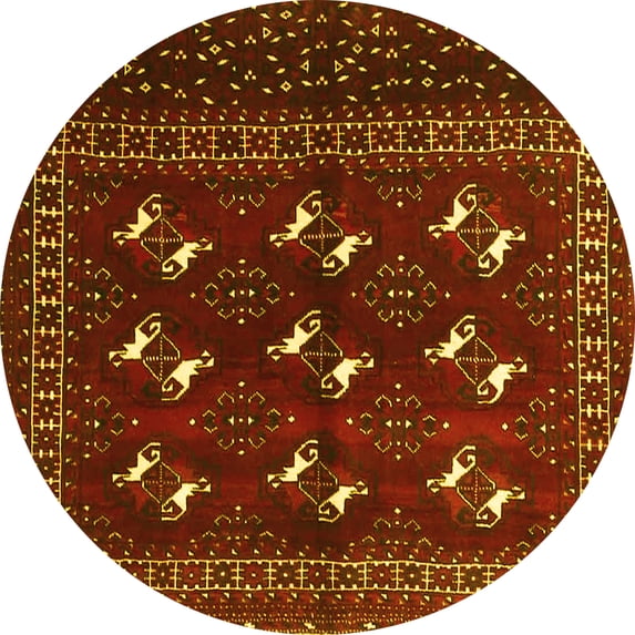 Ahgly Company Indoor Round Persian Yellow Traditional Area Rugs, 6' Round