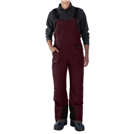 JUUYY Mens Snow Bibs Ski Pants Softshell Waterproof Windproof Insulated Overalls Winter Snowboarding Overalls with Zipper Pocket Red L