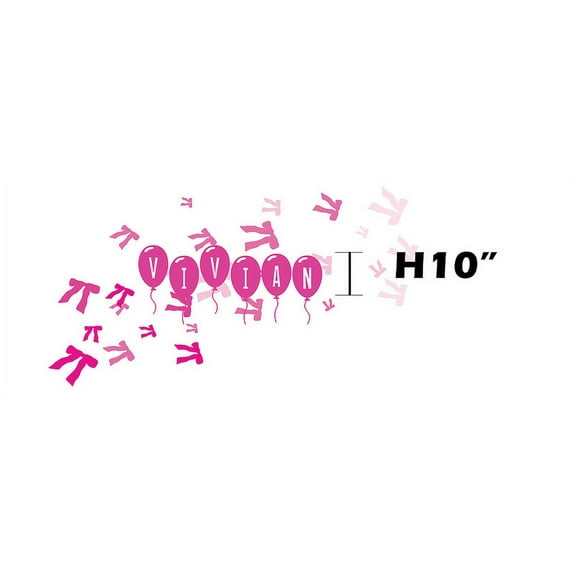 PINK Ribbon with Font4 h 10" Made-to-Order Baby Name/ Girl Name/ Boy Name with Airplane/ Butterfly/ Dragonfly/ Ribbon / Kid Room Nursery Wall Art décor Decal Sticker