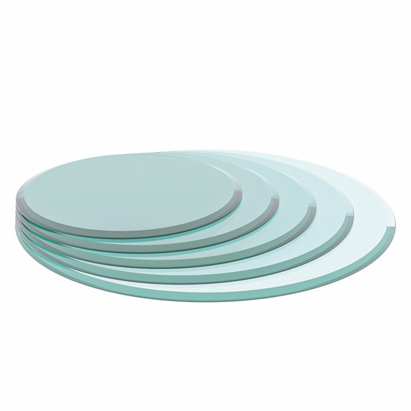 Miekor Furniture 24" Inch Round Tempered Glass Table Top Clear Glass 1/2" Inch Thick Beveled Polished Edge 99096