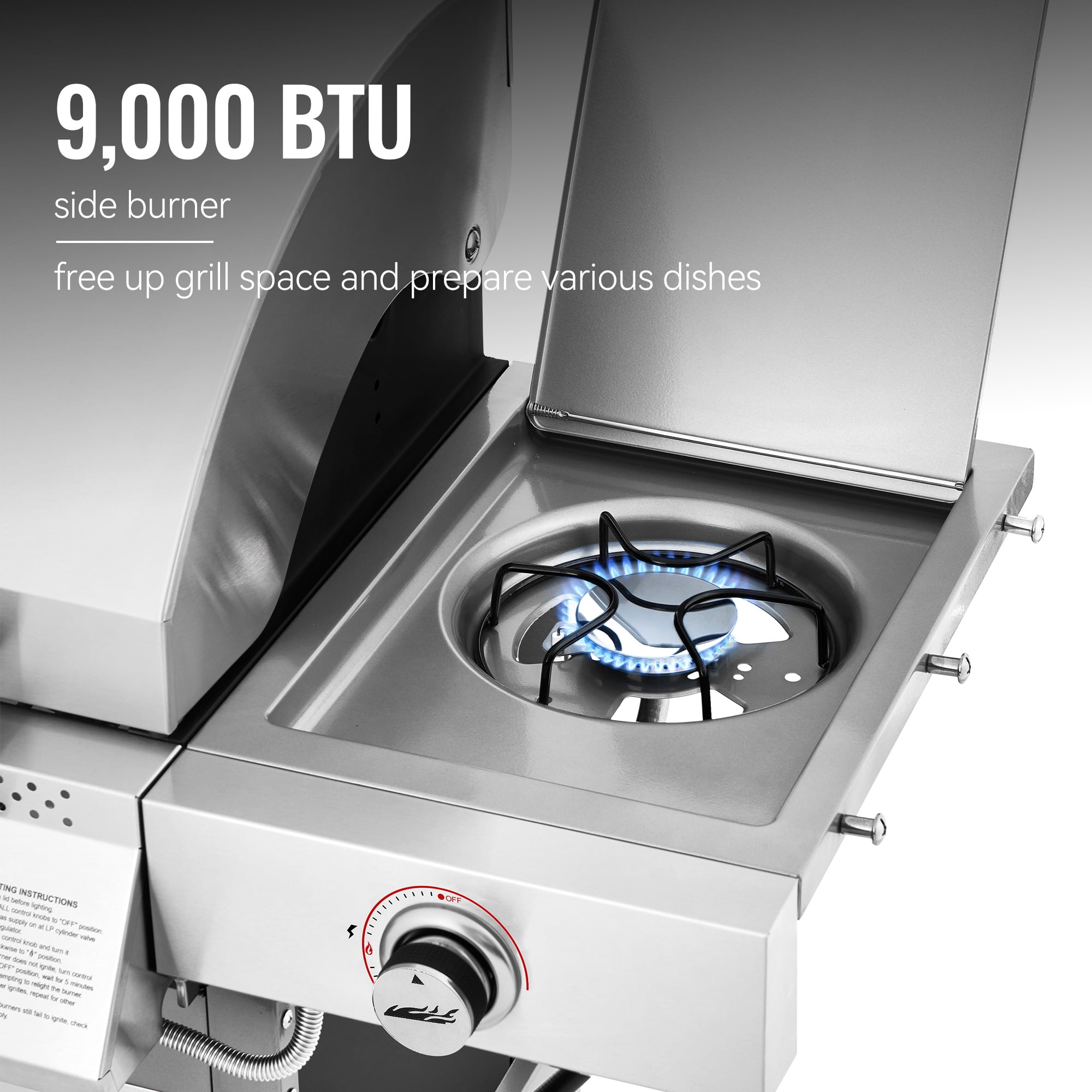 Royal Gourmet GE4001S 4-Burner Gas Grill with Side Burner for Backyard Cooking, Silver