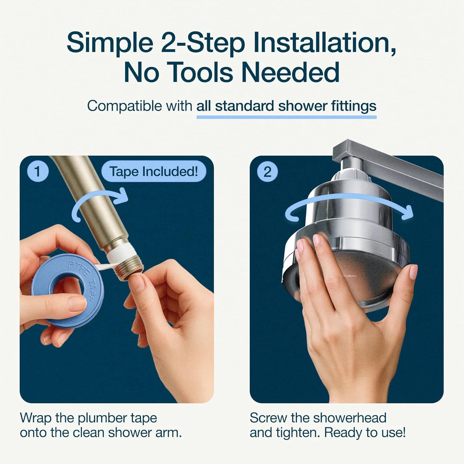 MyHalos Filtered Shower Head for Hard Water Filter - High Pressure, Removes Chlorine - Shower Head Filter for Hard Water Softener Showerhead, Easy Install, For Hair & Skin, Filtering