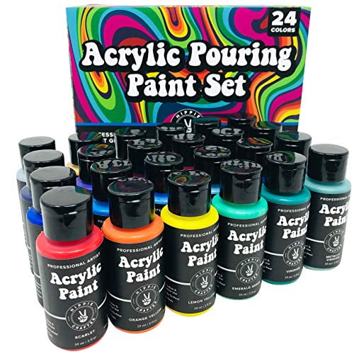 Acrylic Paint Pouring Kit for Pour Art and Flow Painting 24 Color Set