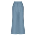 thumbnail image 6 of VBVC Women's High Waisted Cotton Linen Pants , Wide Leg Work Business Trousers For Women , Ladies' Button Detail Pleated Pants with Pockets,Blue,S-XL, 6 of 7