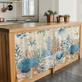 thumbnail image 6 of Teal Blue Coastal Tier Curtains 36 Inch Length, Summer Beach Starfish Shell Coral Nautical Retro Cafe Short Curtains for Bathroom Sink, Kitchen Curtain Light Filtering Drapes 2 Panels 27.5"Wx36"L, 6 of 8